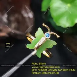 Nhẫn hồ điệp Ngọc bích, vàng 10k
