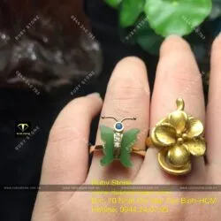 Nhẫn hồ điệp Ngọc bích, vàng 10k - Ảnh 5