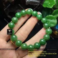Vòng chuỗi ngọc bích Canada bông lý xanh 10 ly - Ảnh 3