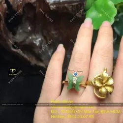 Nhẫn hồ điệp Ngọc bích, vàng 10k - Ảnh 6