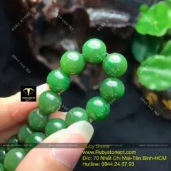 Vòng chuỗi ngọc bích Canada bông lý xanh 10 ly - Ảnh 2