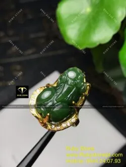 Nhẫn tỳ hưu ngọc bích Canada, vàng 18k - Ảnh 7