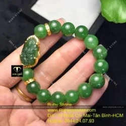 Vòng tay Ngọc bích mix Phật bản mệnh mini, vàng 10k - Ảnh 3