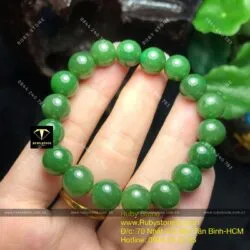 Vòng chuỗi ngọc bích Canada bông lý xanh 10 ly