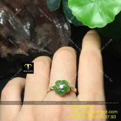 Nhẫn hoa mai Ngọc bích cách điệu, vàng 18k - Ảnh 6