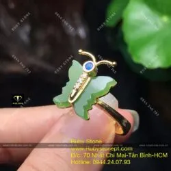 Nhẫn hồ điệp Ngọc bích, vàng 10k - Ảnh 4