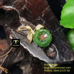 Dây chuyền nụ Hoa mẫu đơn Ngọc bích, vàng 18k - Ảnh 5