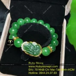Vòng tay Ngọc bích mix Phật bản mệnh mini, vàng 10k - Ảnh 5