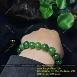 Vòng chuỗi ngọc bích Canada bông lý xanh 10 ly - Ảnh 4
