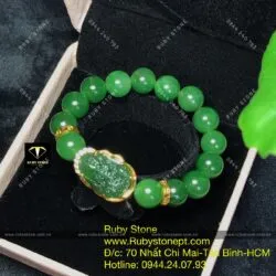 Vòng tay Ngọc bích mix Phật bản mệnh mini, vàng 10k - Ảnh 4