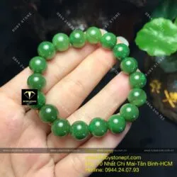 Vòng chuỗi ngọc bích Canada bông lý xanh 10 ly - Ảnh 6