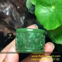 Nhẫn ngọc bích Canada chạm khắc Long-Phụng - Ảnh 5