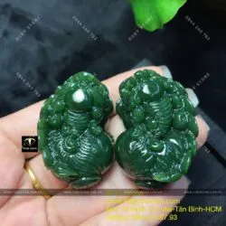 Cặp tỳ hưu Ngọc bích Canada chạm trổ tinh xảo (Trưng bày Phong thủy) - Ảnh 4