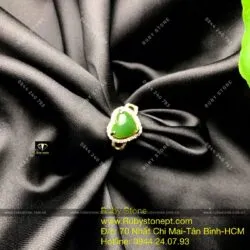 Nhẫn trái tim Ngọc bích, vàng 10k - Ảnh 6