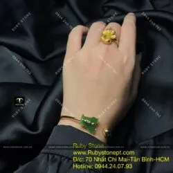 Lắc tay hồ điệp ngọc bích Canada, vàng 18k - Ảnh 9