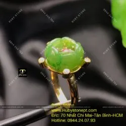 Nhẫn nụ hoa mẫu đơn Ngọc bích, vàng 10k - Ảnh 2