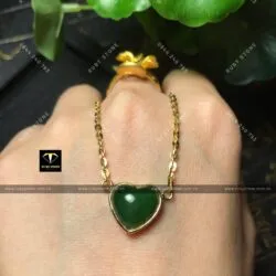 Dây chuyền trái tim ngọc bích Canada, vàng 18k