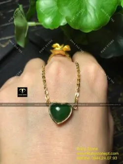 Dây chuyền trái tim ngọc bích Canada, vàng 18k - Ảnh 3