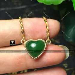 Dây chuyền trái tim ngọc bích Canada, vàng 18k