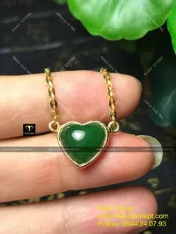 Dây chuyền trái tim ngọc bích Canada, vàng 18k - Ảnh 2