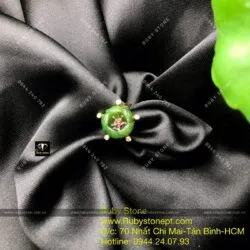 Nhẫn nụ hoa mẫu đơn Ngọc bích, vàng 10k - Ảnh 5
