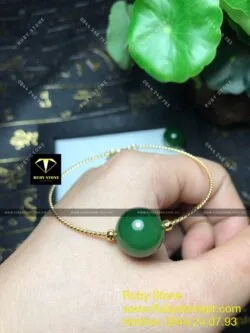 Lắc tay trái châu ngọc bích Canada, vàng 18k - Hình ảnh 8