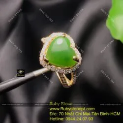 Nhẫn trái tim Ngọc bích, vàng 10k - Ảnh 4
