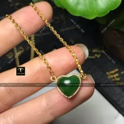 Dây chuyền trái tim ngọc bích Canada, vàng 18k