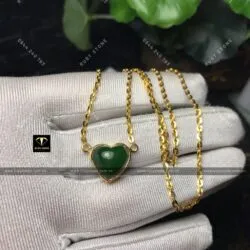 Dây chuyền trái tim ngọc bích Canada, vàng 18k