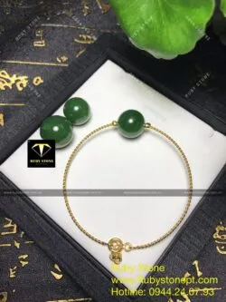 Lắc tay trái châu ngọc bích Canada, vàng 18k - Hình ảnh 3