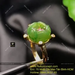 Nhẫn nụ hoa mẫu đơn Ngọc bích, vàng 10k