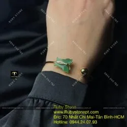 Lắc tay hồ điệp ngọc bích Canada, vàng 18k - Ảnh 7