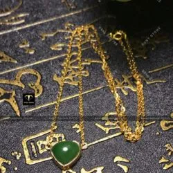 Dây chuyền trái tim ngọc bích Canada, vàng 18k