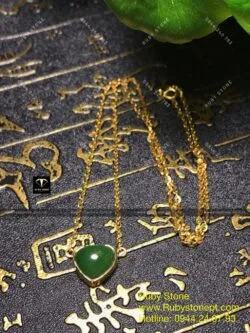 Dây chuyền trái tim ngọc bích Canada, vàng 18k - Ảnh 6