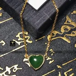 Dây chuyền trái tim ngọc bích Canada, vàng 18k