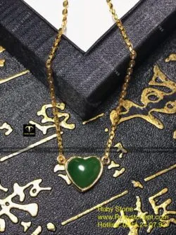 Dây chuyền trái tim ngọc bích Canada, vàng 18k - Ảnh 5