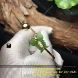 Lắc tay hồ điệp ngọc bích Canada, vàng 18k - Ảnh 3
