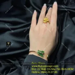 Lắc tay hồ điệp ngọc bích Canada, vàng 18k - Ảnh 8