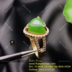 Nhẫn trái tim Ngọc bích, vàng 10k - Ảnh 3