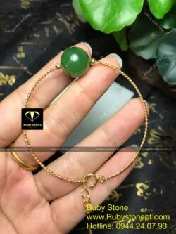 Lắc tay trái châu ngọc bích Canada, vàng 18k - Hình ảnh 4