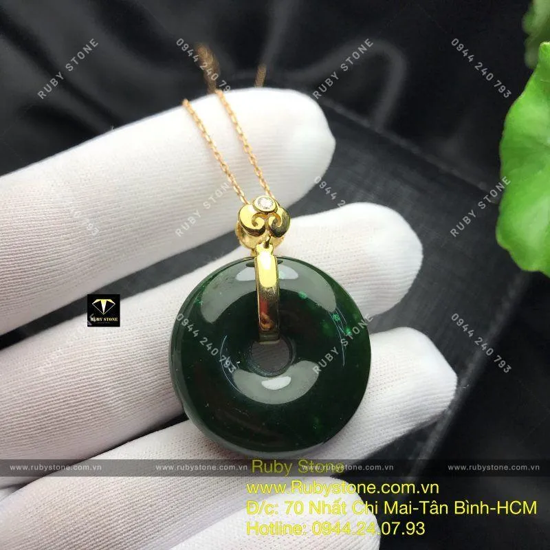 Đồng điếu ngọc bích Canada sẫm màu, vàng 18k Đồng điếu ngọc bích Canada sẫm màu, vàng 18k