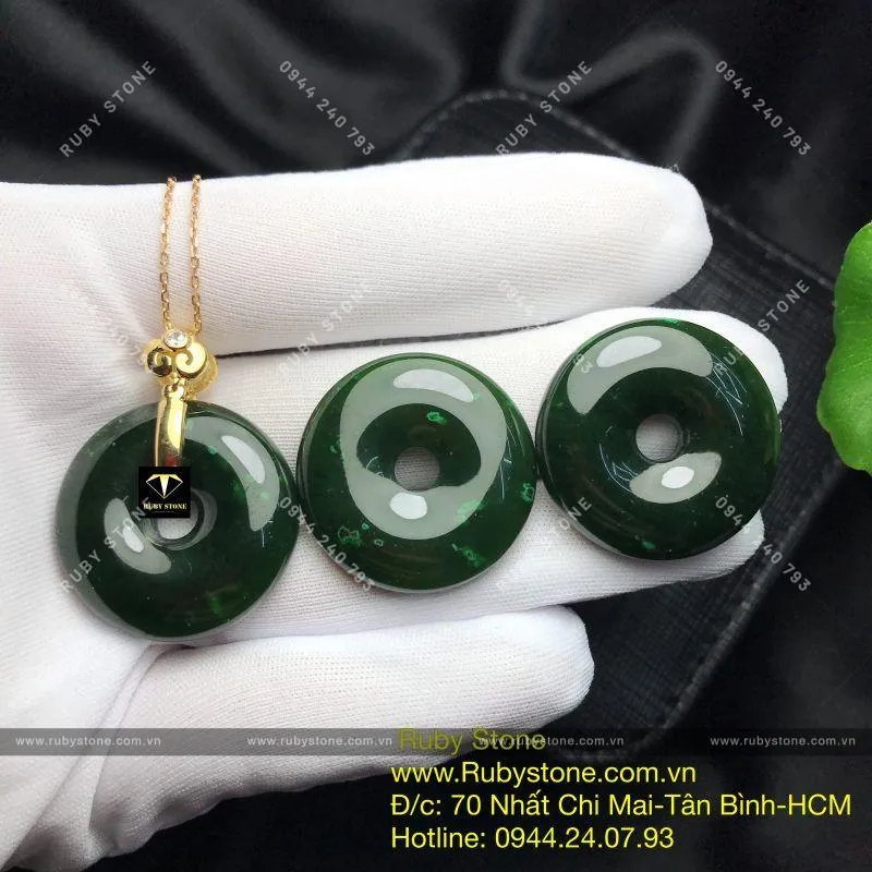 Đồng điếu ngọc bích Canada sẫm màu, vàng 18k Đồng điếu ngọc bích Canada sẫm màu, vàng 18k - Ảnh 6