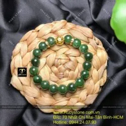 Chuỗi ngọc bích Canada 10 ly mix charm vàng - Ảnh 2
