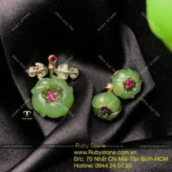 Mặt dây chuyền hoa mẫu đơn cách điệu, vàng 10k - Hình ảnh 6