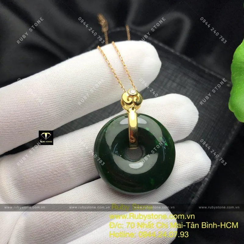 Đồng điếu ngọc bích Canada sẫm màu, vàng 18k Đồng điếu ngọc bích Canada sẫm màu, vàng 18k - Ảnh 3