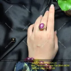 Nhẫn Oval Ruby Nam Phi, vàng 18k - Ảnh 6