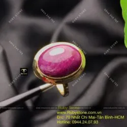 Nhẫn Oval Ruby Nam Phi, vàng 18k - Ảnh 2