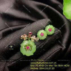 Mặt dây chuyền hoa mẫu đơn cách điệu, vàng 10k - Hình ảnh 7