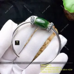 Kiềng tay bạc lu thống Ngọc bích thon đậm màu - Ảnh 4