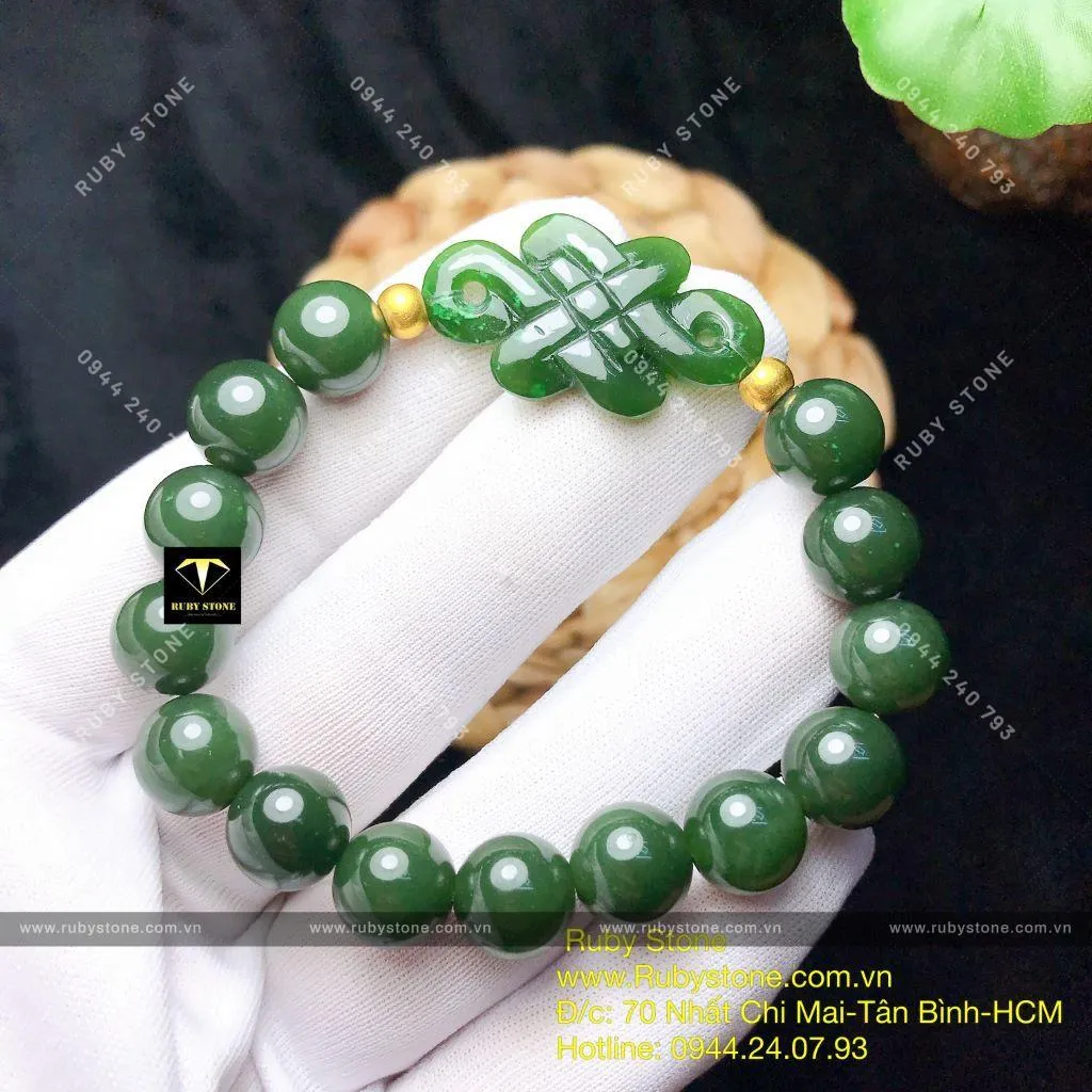 Vòng tay mix Đồng tâm kết Ngọc bích, bi vàng 24k Vòng tay mix Đồng tâm kết Ngọc bích, bi vàng 24k - Ảnh 6